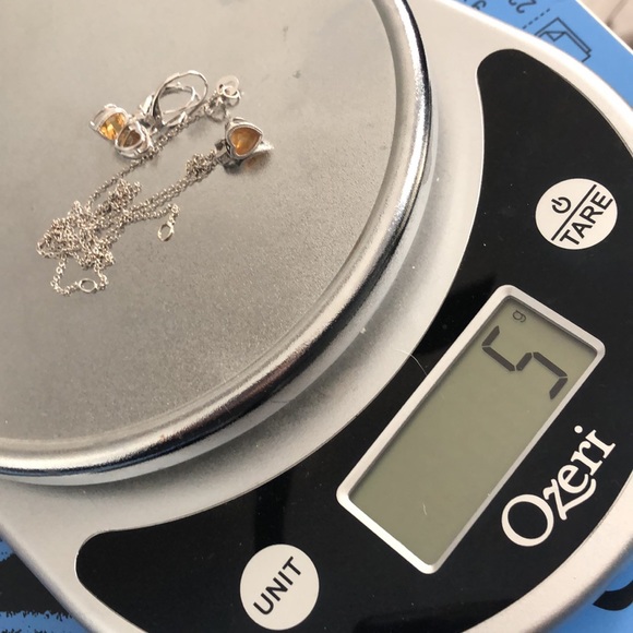 Dainty citrine heart necklace and earrings. 14k white gold. - Picture 4 of 7